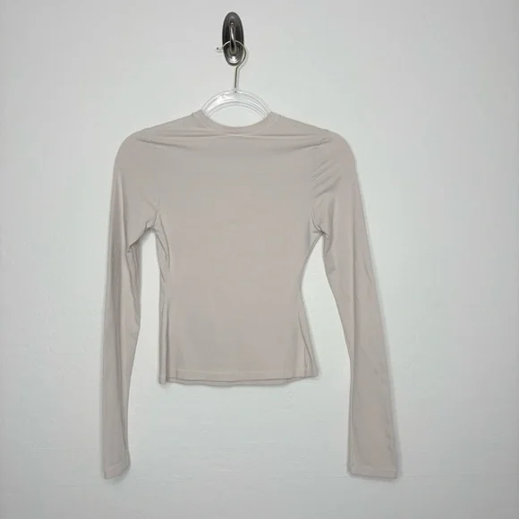 Skims Cotton Jersey Long Sleeve Top Stone Rare Discontinued Color Size S NWT - Picture 5 of 9